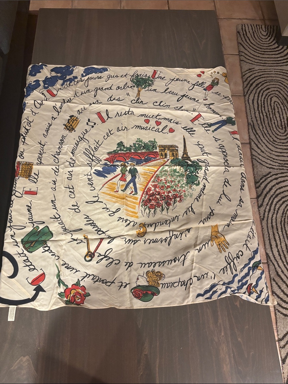Banana Republic Cream Scarf with Multicolor Parisian Print